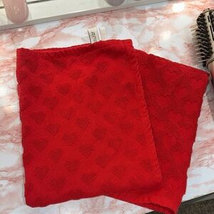 Rachel Zoe Vibrant Red Heart Patterned Towels